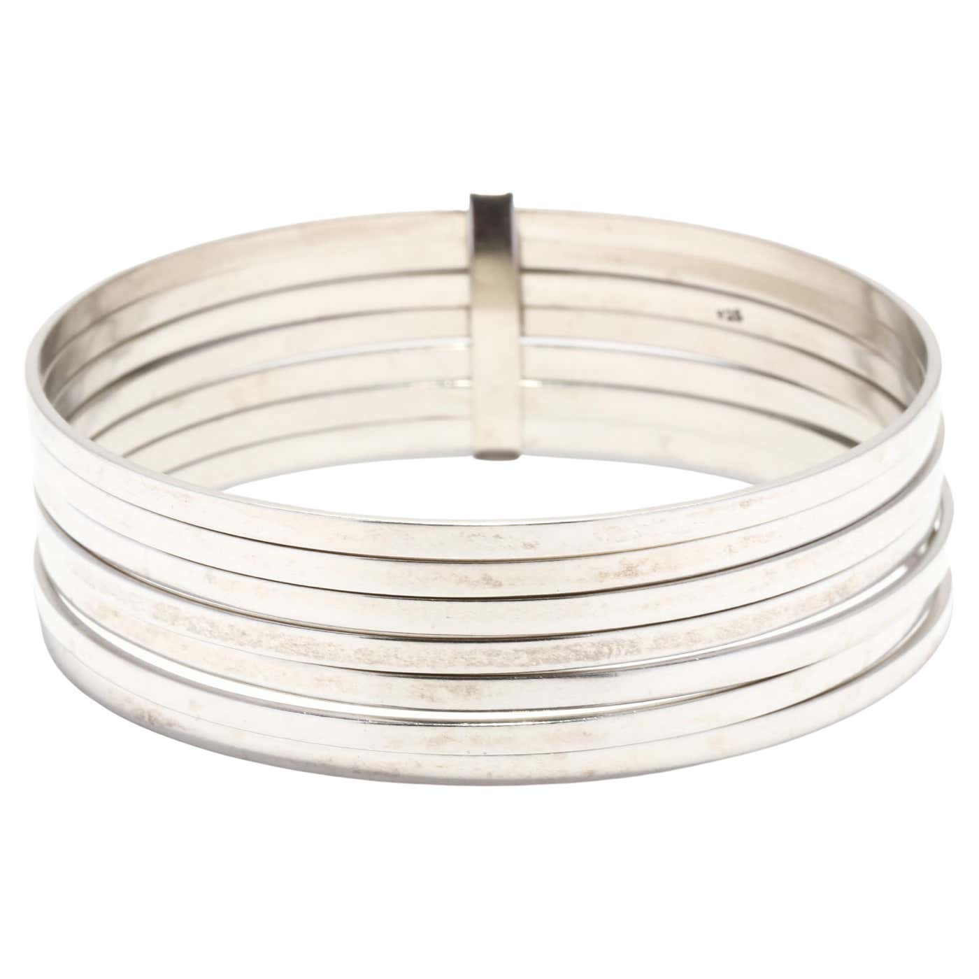Stacked Bangle Bracelets, Sterling Silver, Bangle Bracelet For Sale at ...