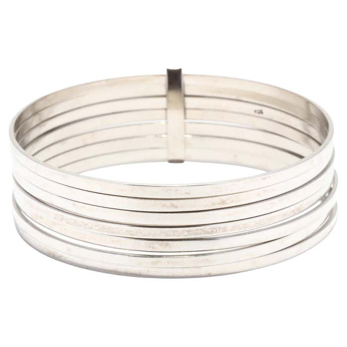 Stacked Bangle Bracelets, Sterling Silver, Bangle Bracelet For Sale at ...