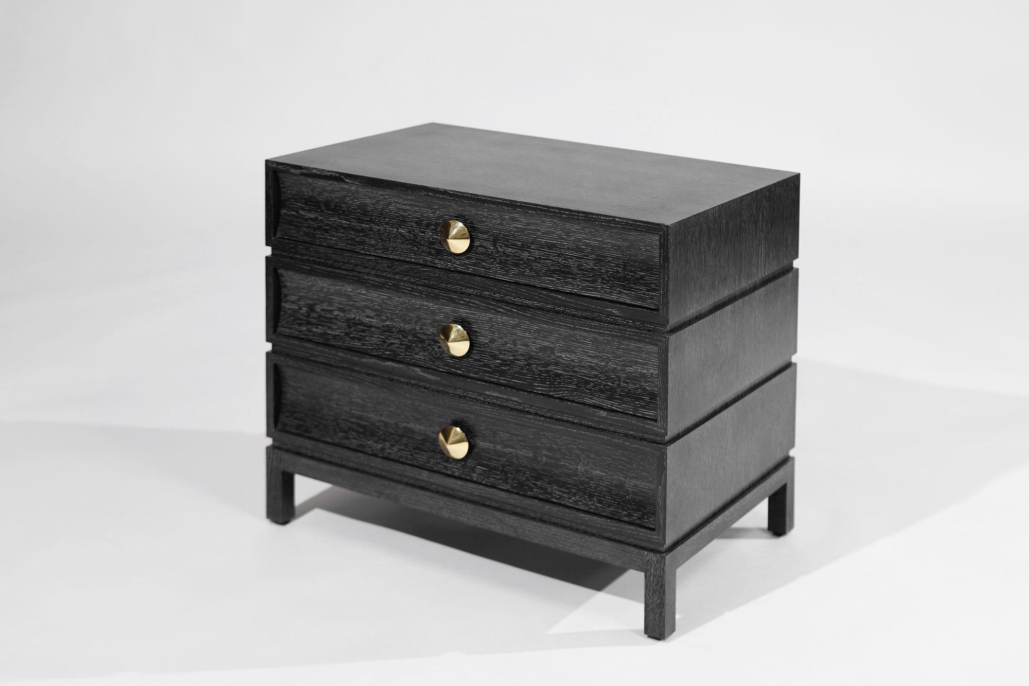American Stacked Bedside Table in Black Ceruse For Sale
