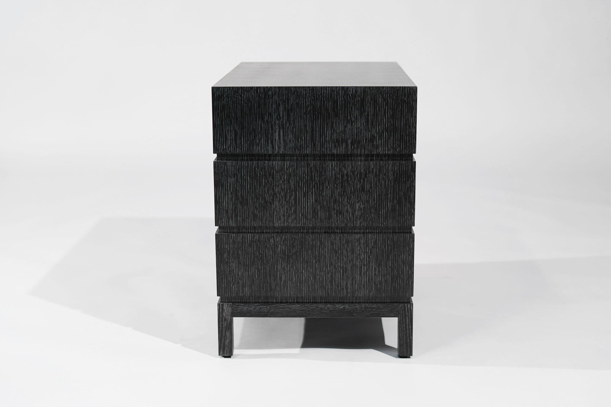 Stacked Bedside Table in Black Ceruse In New Condition For Sale In Westport, CT