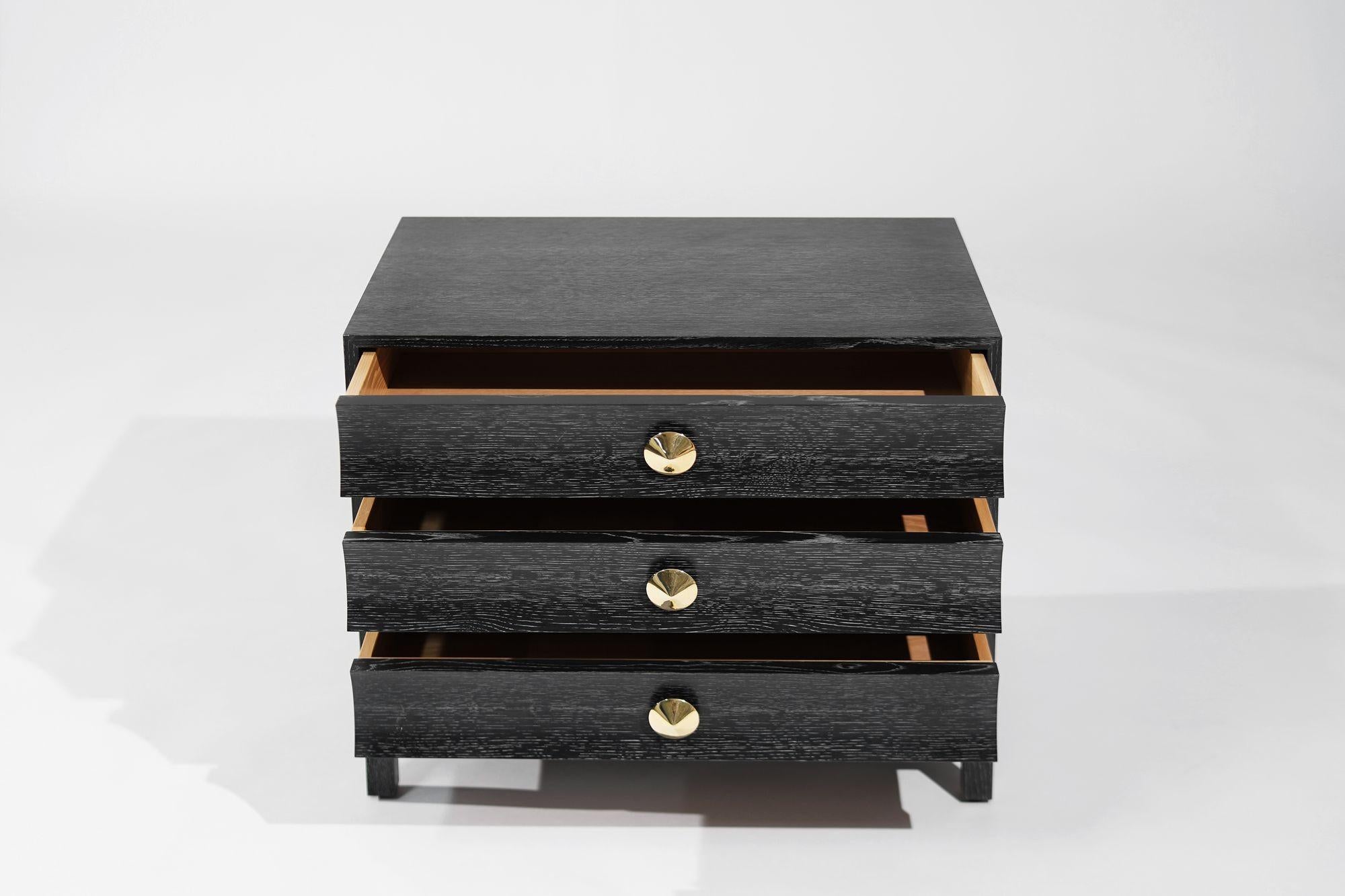 Stacked Bedside Table in Black Ceruse For Sale 1
