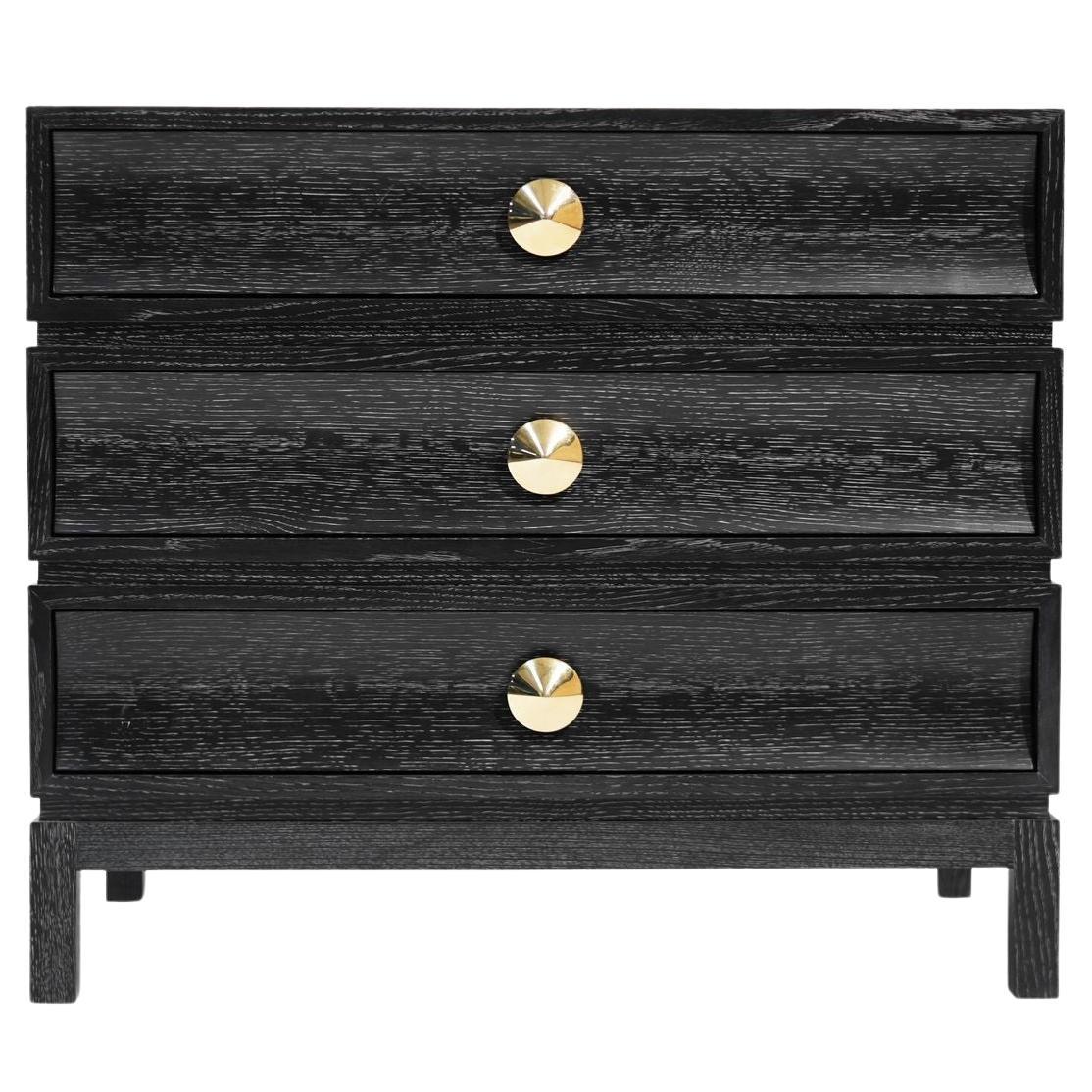 Stacked Bedside Table in Black Ceruse For Sale