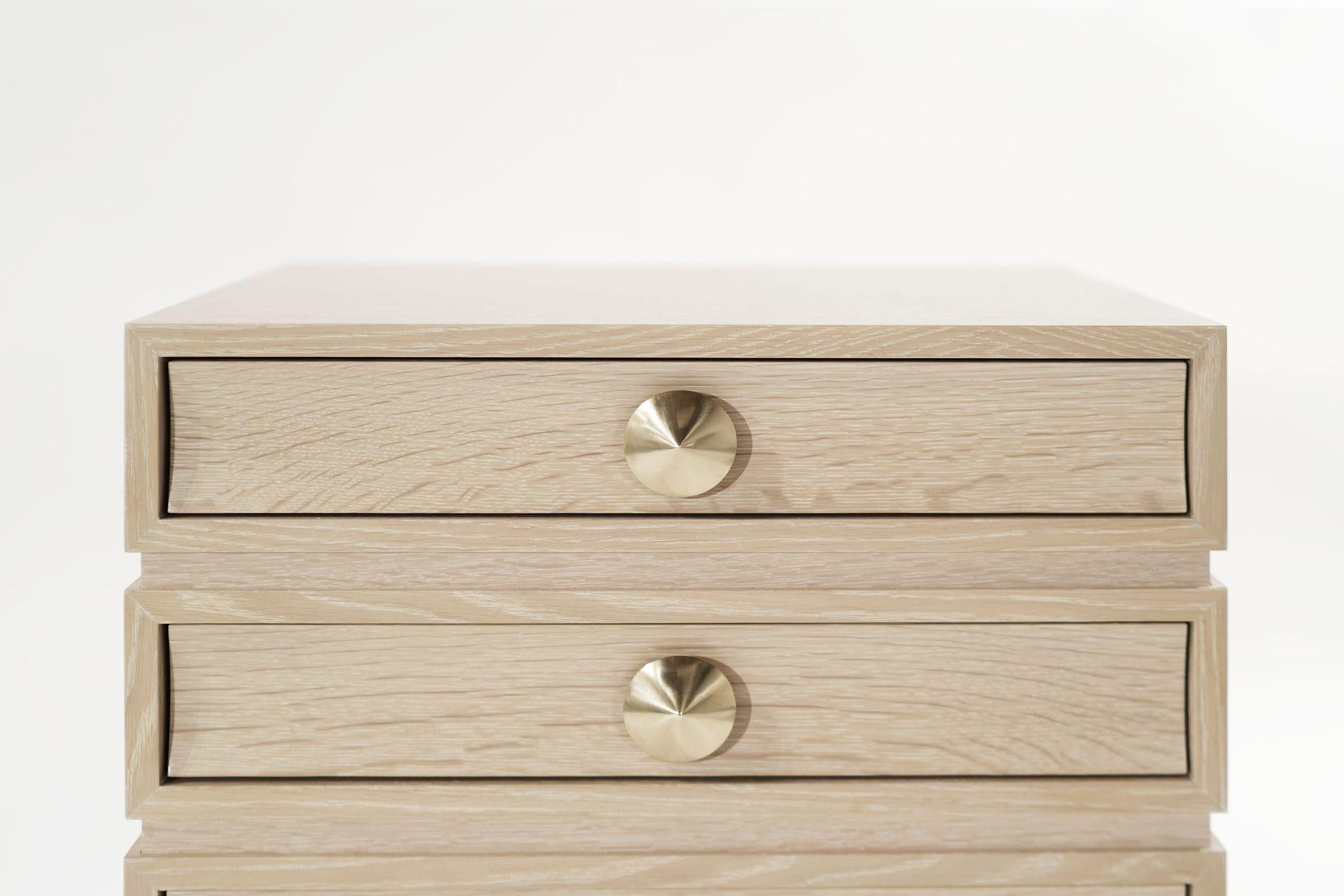 American Stacked Bedside Tables in Limed Oak For Sale