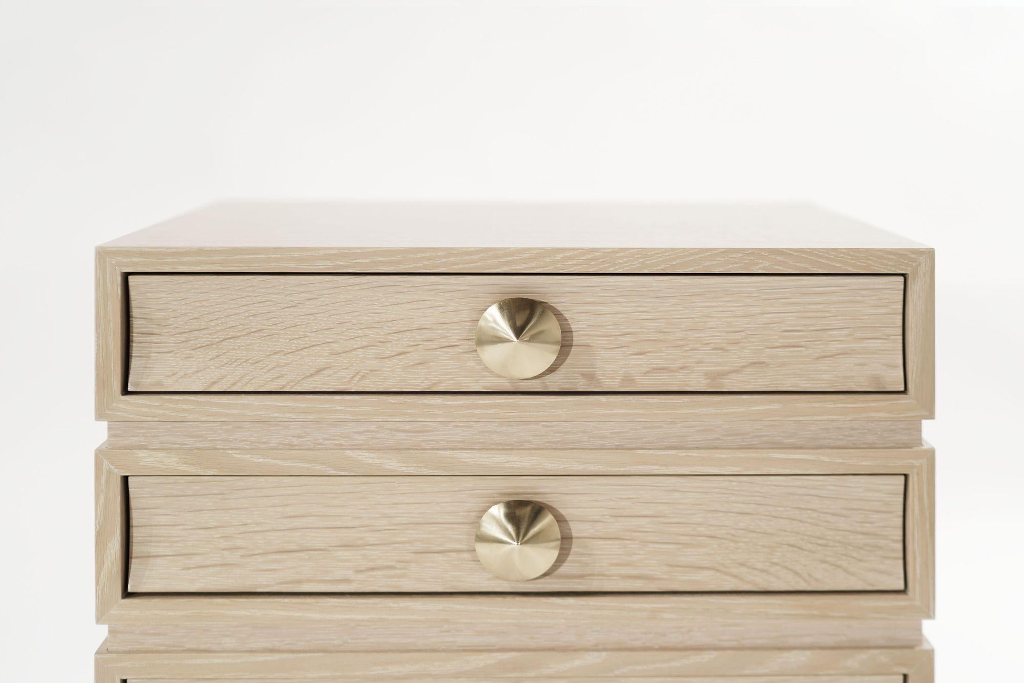 Contemporary Stacked Bedside Tables in Limed Oak For Sale