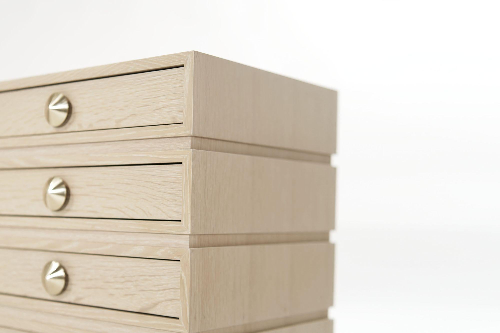 Contemporary Stacked Bedside Tables in Limed Oak For Sale