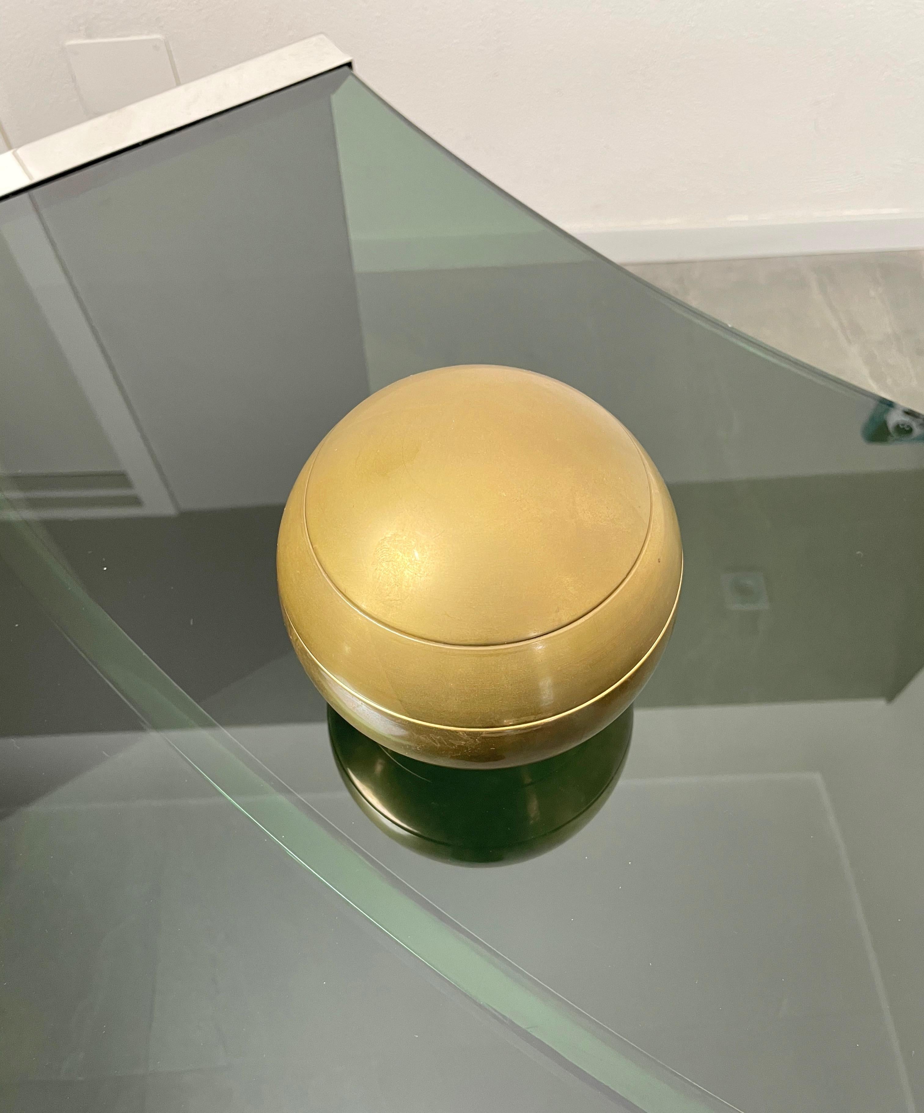 Stacked Brass Globe Ashtray Bowl Attributed to Tommaso Barbi, Italy, 1970s 4