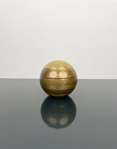 Stacked Brass Globe Ashtray Bowl Attributed to Tommaso Barbi, Italy 1970s