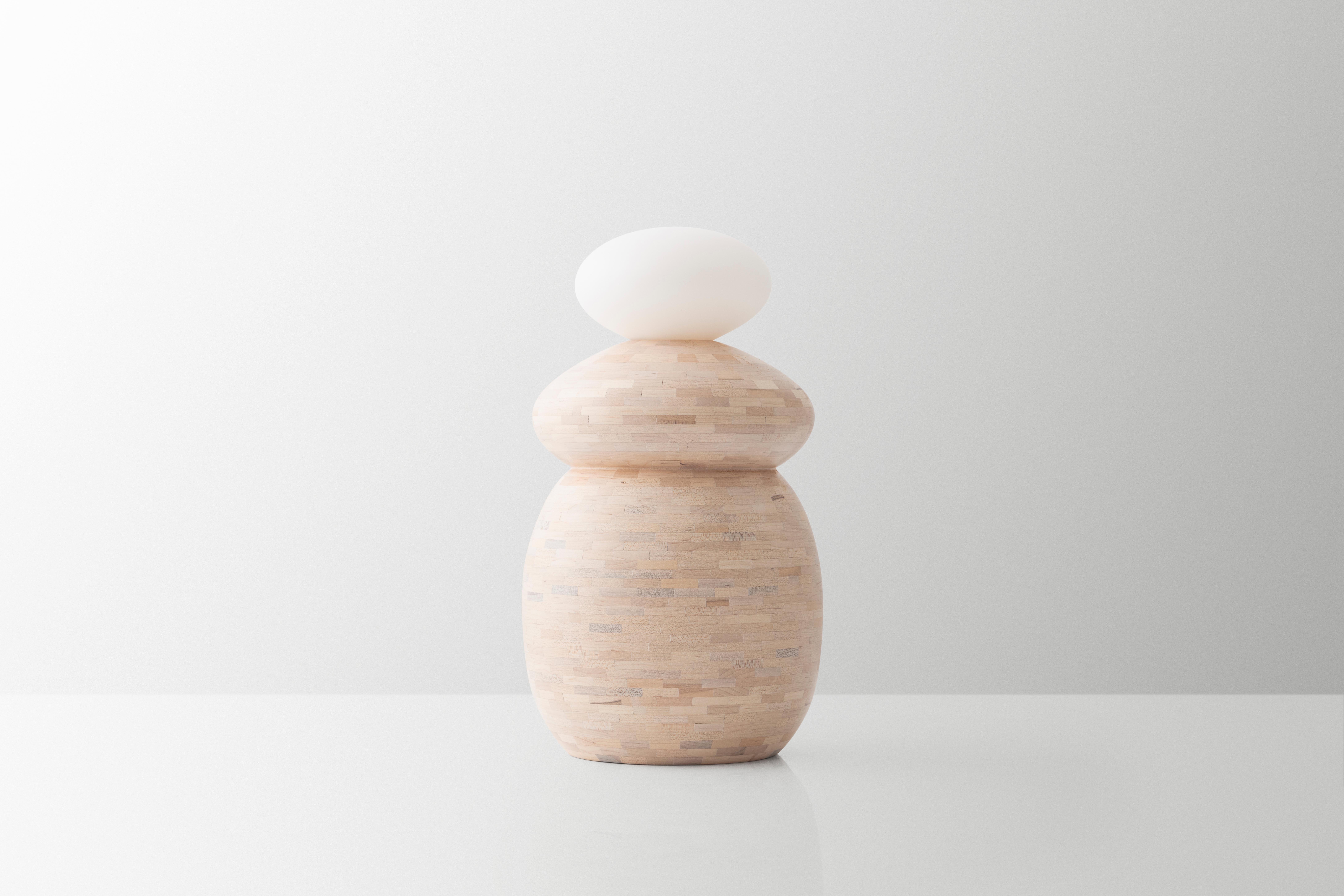 Designed by Stefanie Haining and Created by Richard Haining, this STACKED Cairn Lamp is Richard's most recent explorations into his signature lighting. As with all of his work, this sculpture was built, sculpted, and finished entirely by hand. To