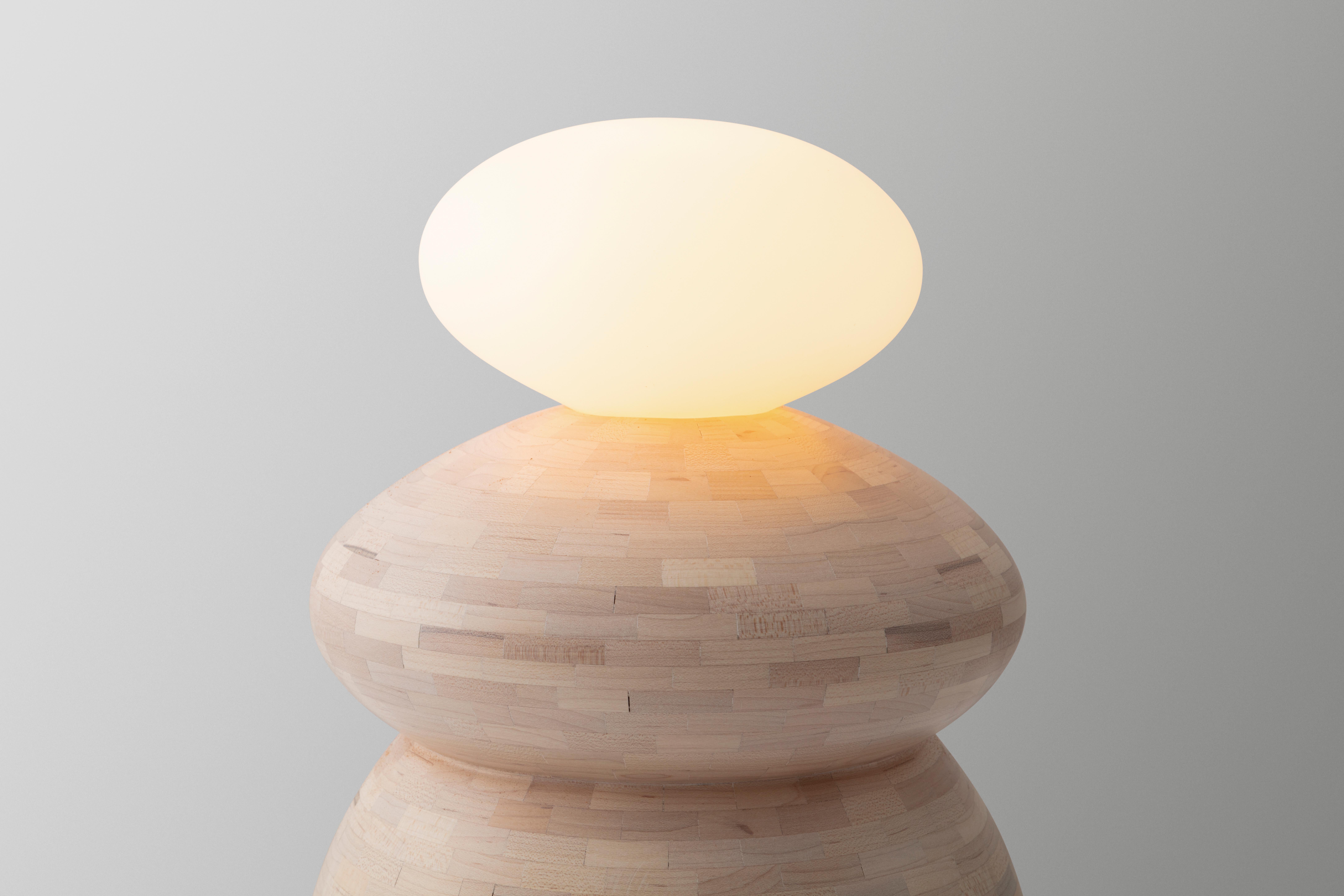 Modern STACKED Cairn Tabletop Lamp, Bone White finish, Available Now For Sale