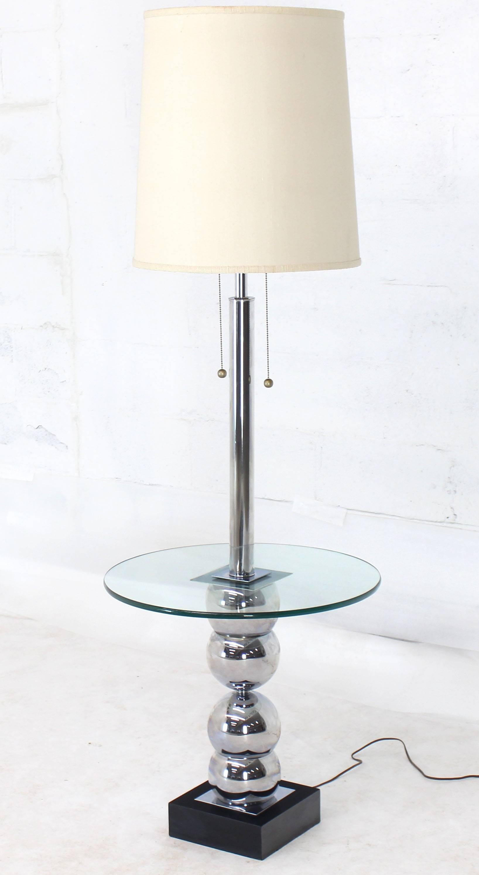 Mid-Century Modern stack chrome side table floor lamp.
