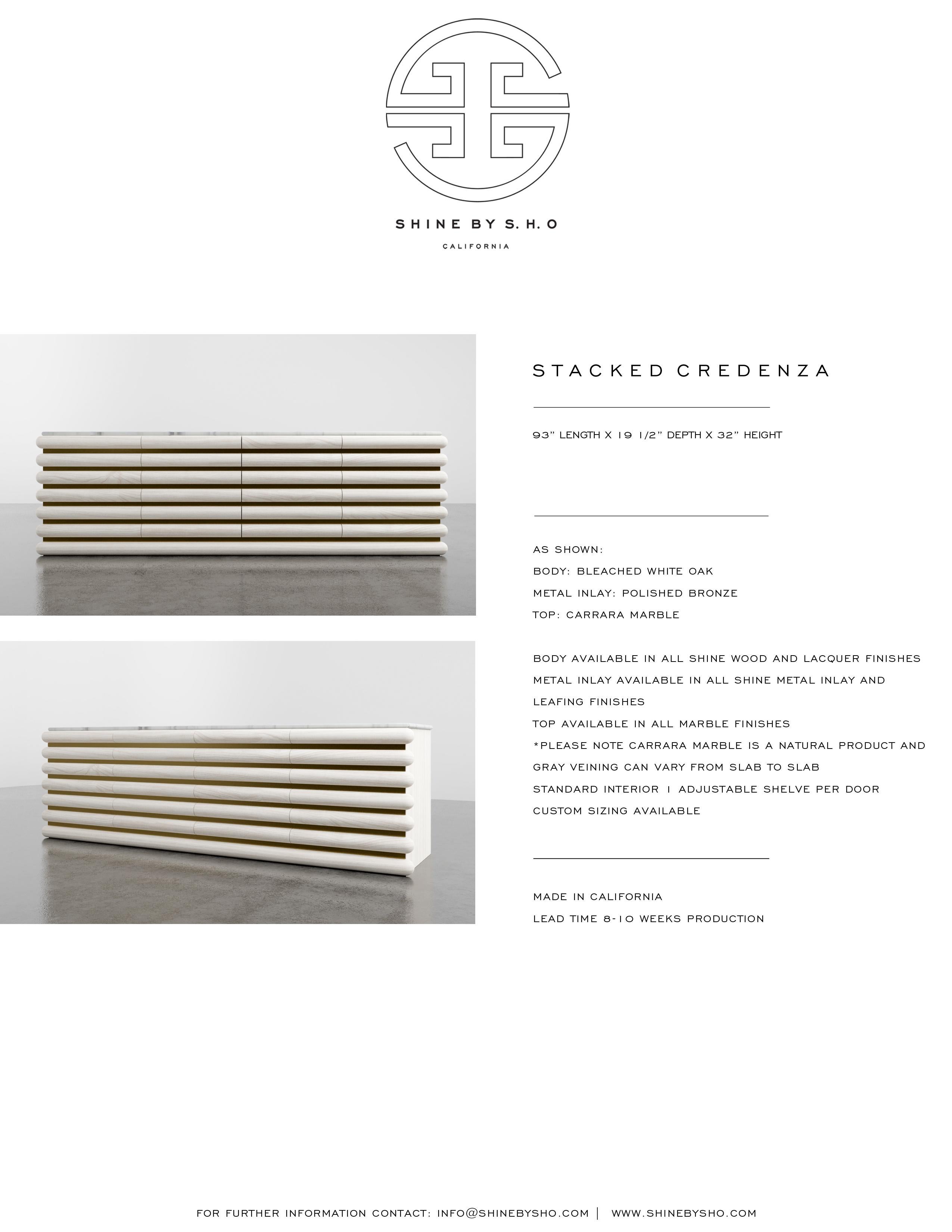 Contemporary STACKED CREDENZA - Modern Wood Detail with Metal Inlay and a Marble Top