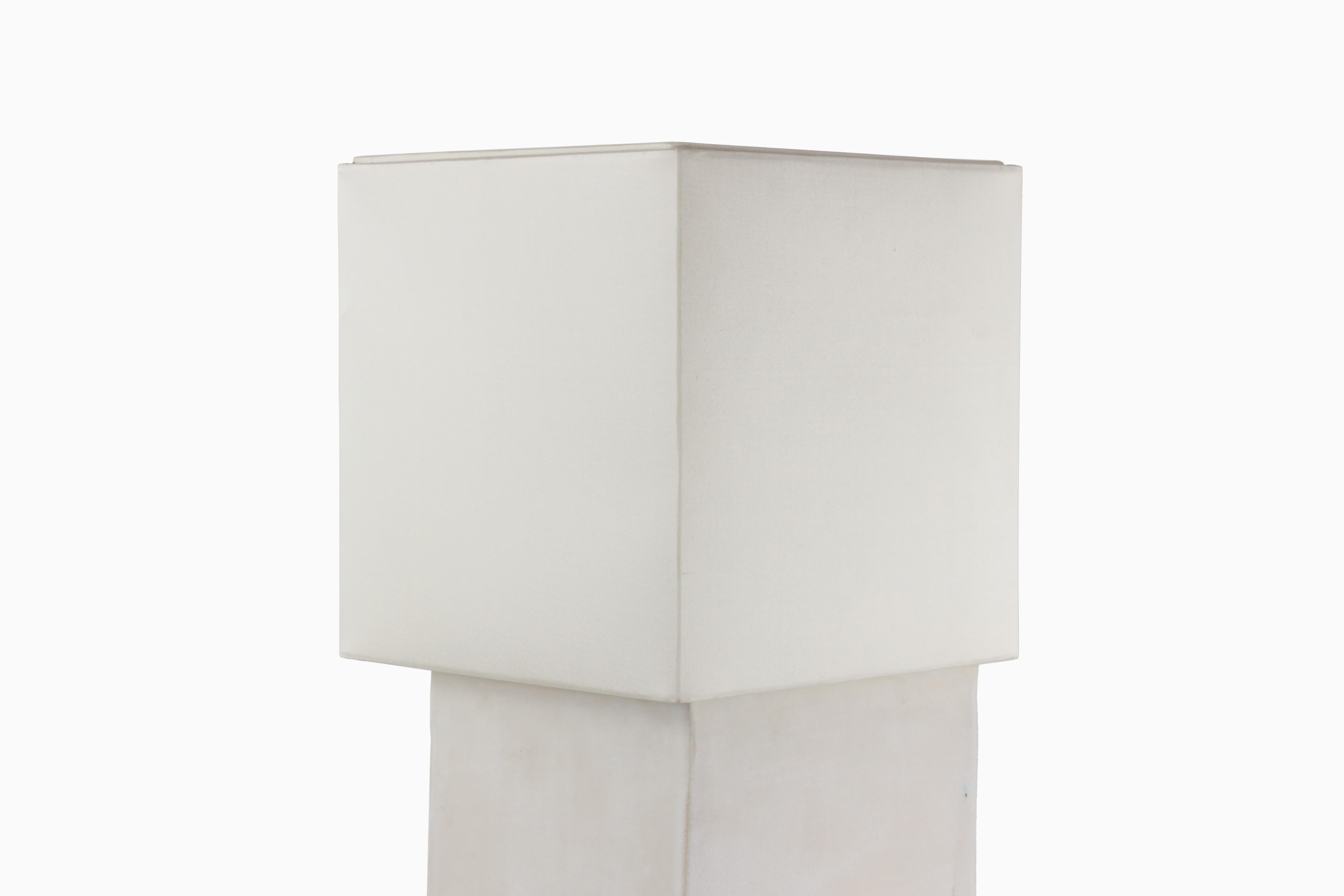 Stacked Cube Lamp in Ceramic with Silk Shade by Christopher Kreiling For Sale 1