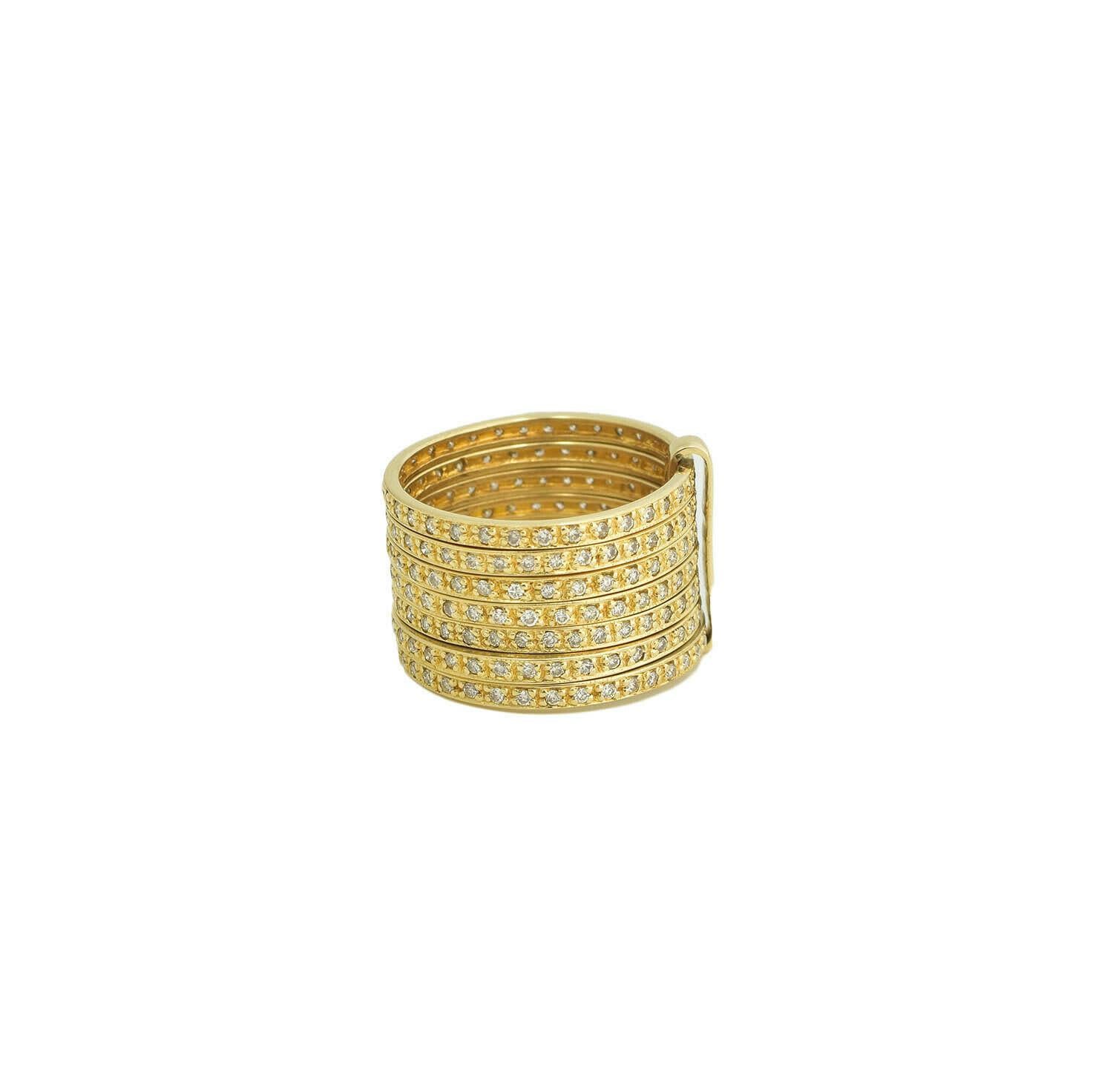Stacked Diamond 14 Karat Yellow Gold Ring In Excellent Condition For Sale In Miami, FL