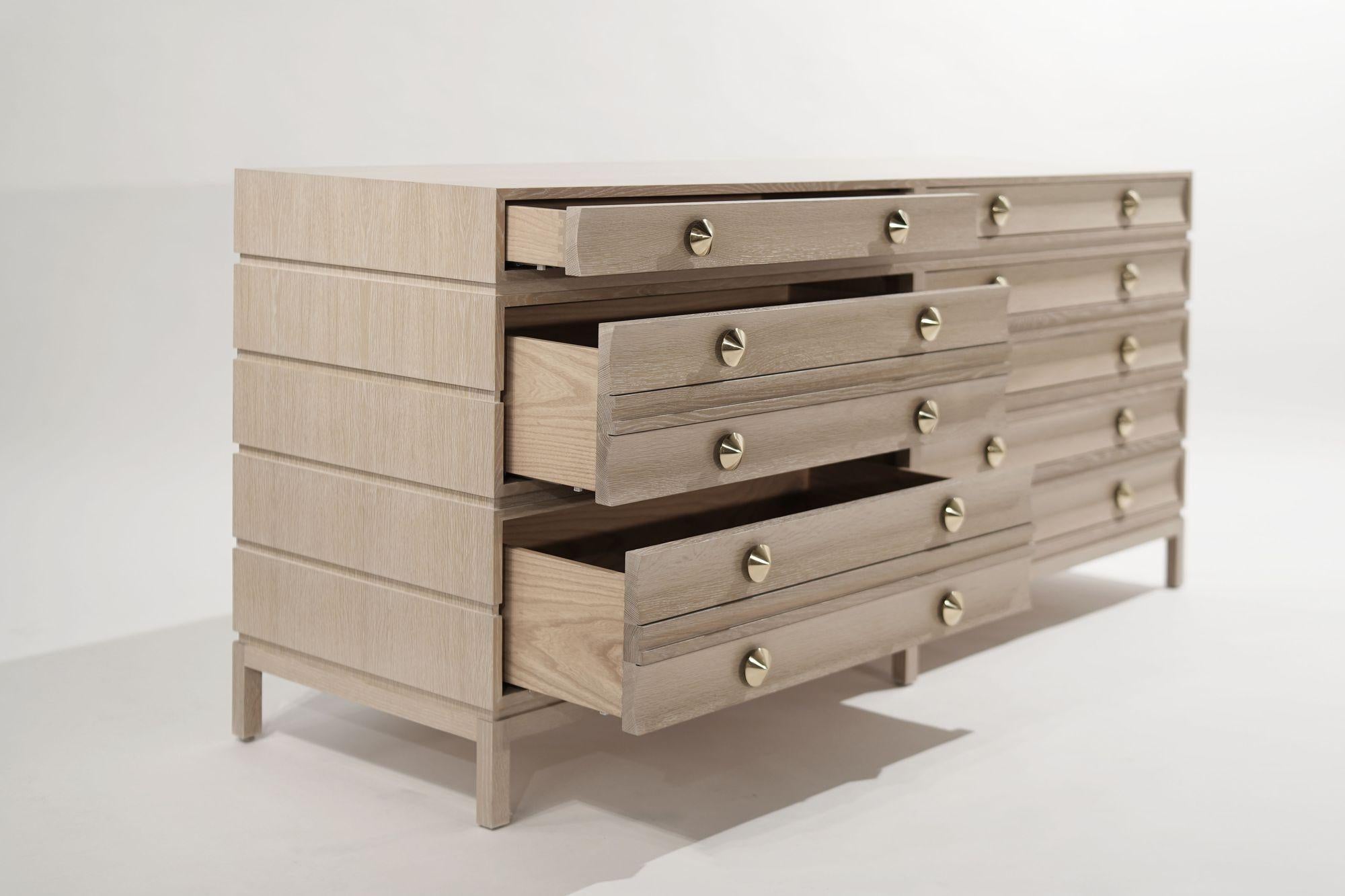Contemporary Stacked Dresser in Limed Oak  For Sale