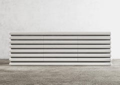 STACKED DRESSER - Modern Wood Detail over Metal Inlay with Drawers and Doors