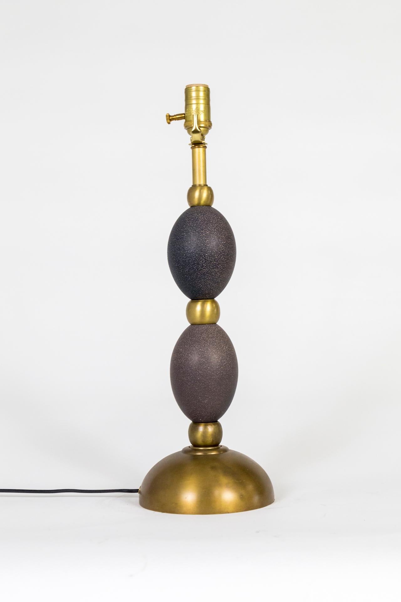 Stacked Emu Eggs & Brass Lamp For Sale 2