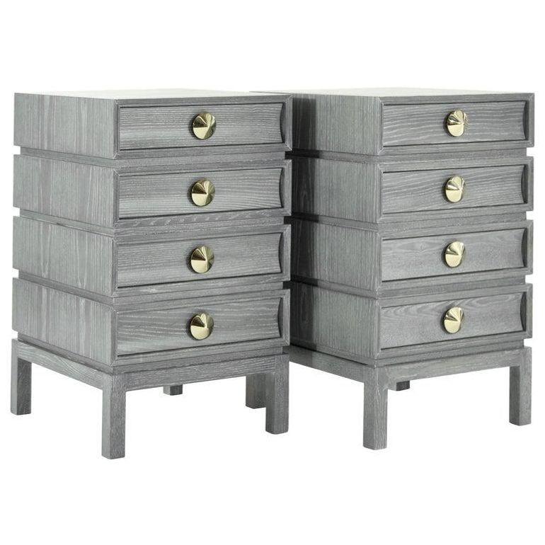 Stacked End Tables in Grey Ceruse For Sale 2