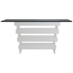 Stacked Frosted Lucite and Smoked Glass Console