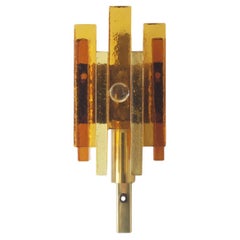 Stacked Glass and Brass Wall Sconce by Svend Aage Holm Sørensen for Hassel & Teu