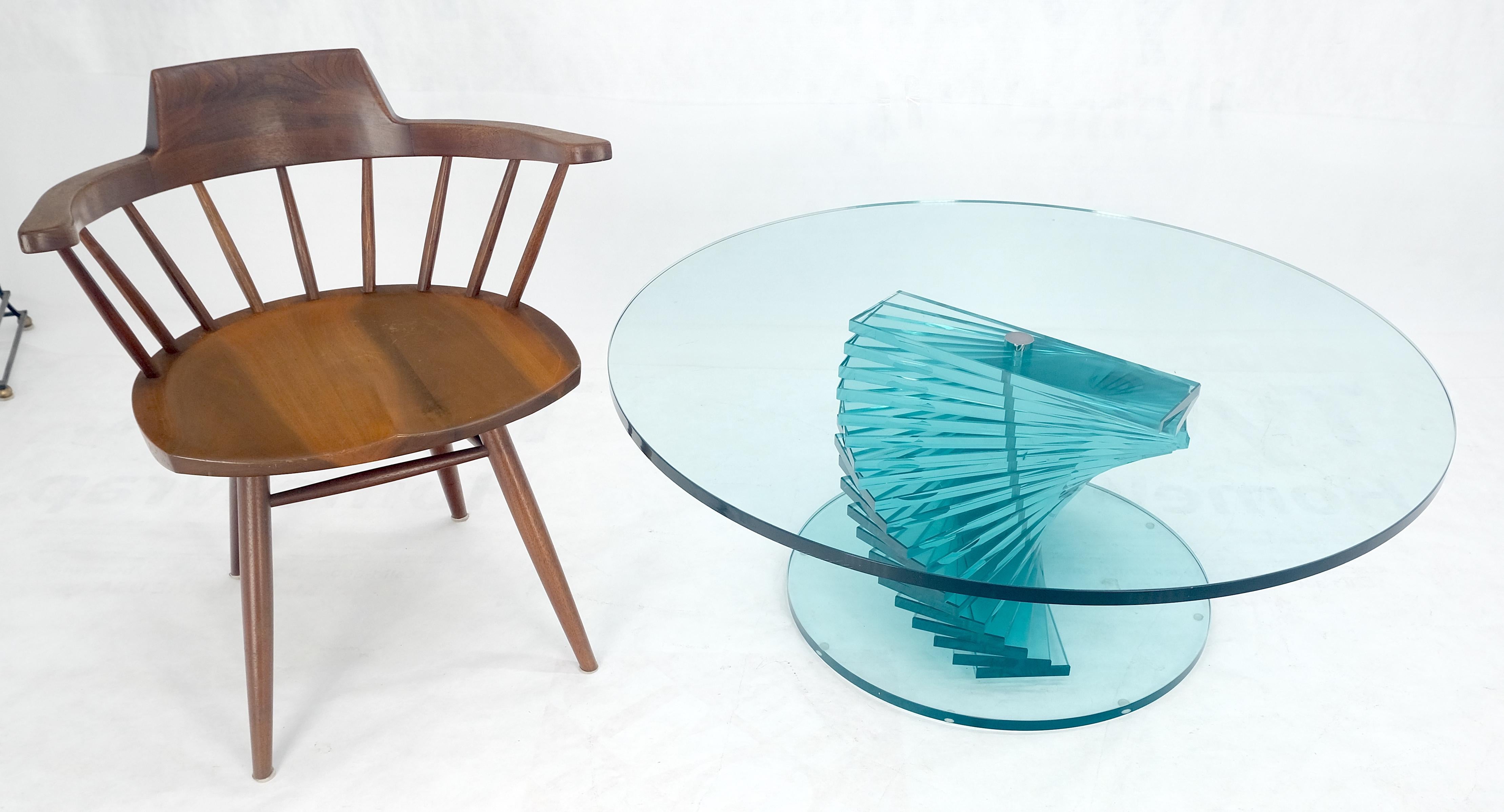 Stacked Glass Fan Shape Base  Round Coffee Table Italian Post Modern Mid Century For Sale 5
