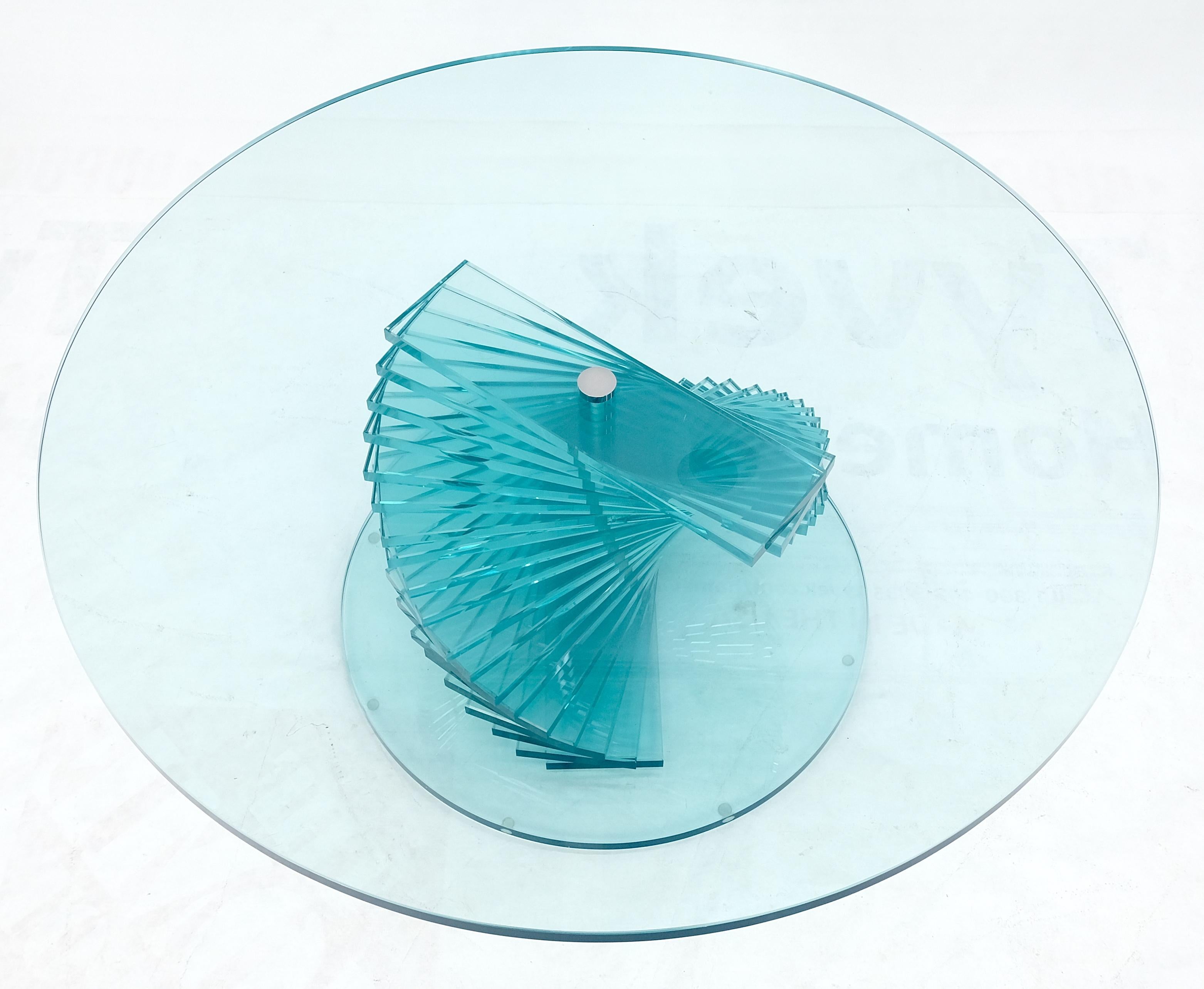 Stacked Glass Fan Shape Base  Round Coffee Table Italian Post Modern Mid Century For Sale 6