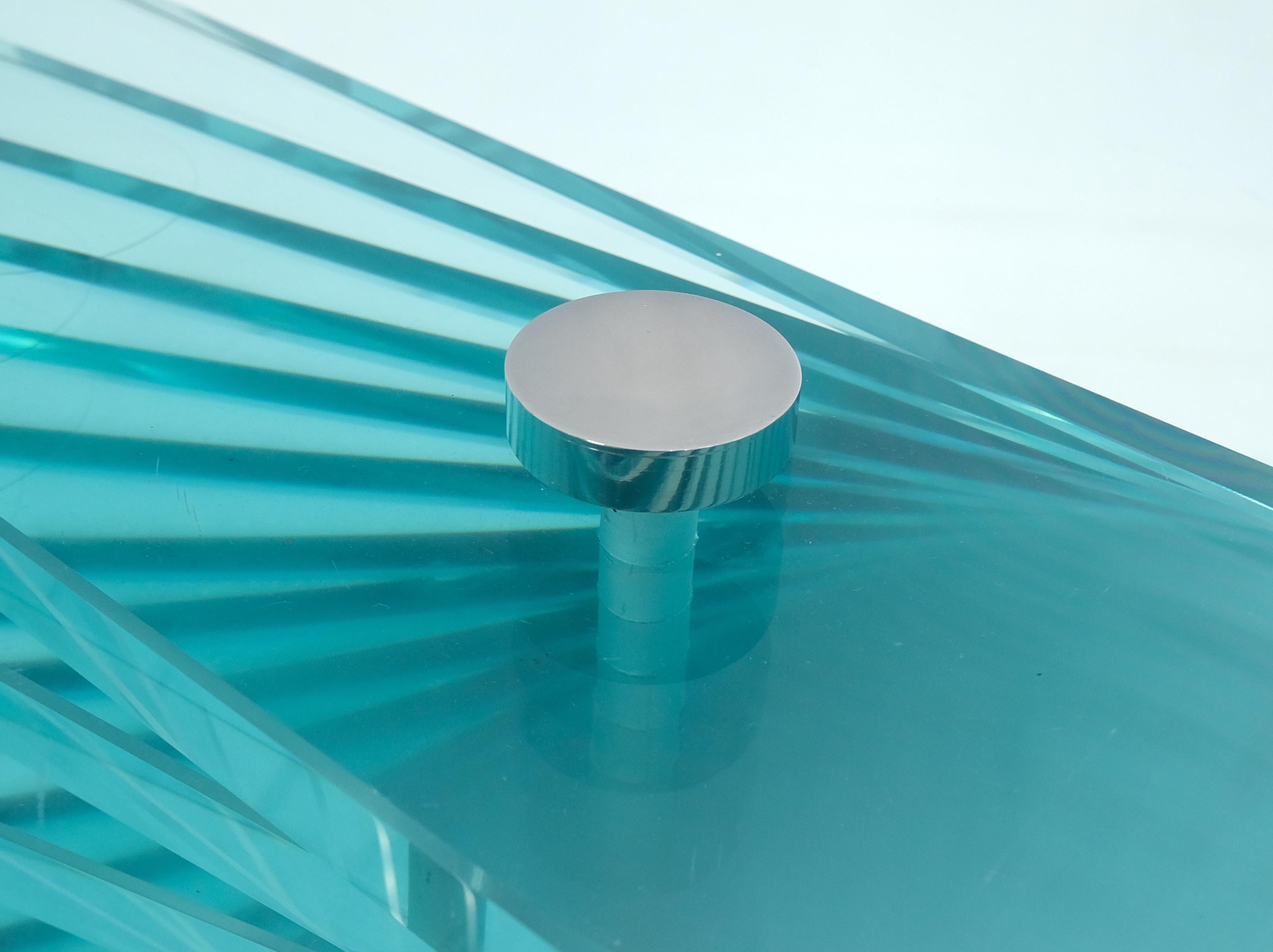 Stacked Glass Fan Shape Base  Round Coffee Table Italian Post Modern Mid Century For Sale 7