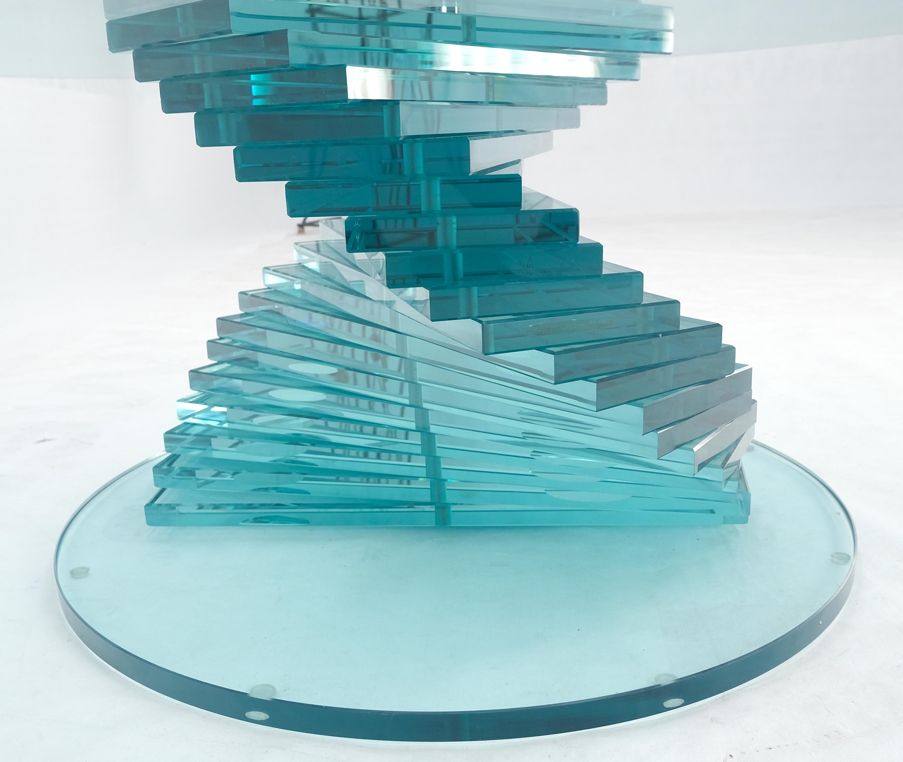 Stacked Glass Fan Shape Base  Round Coffee Table Italian Post Modern Mid Century For Sale 2