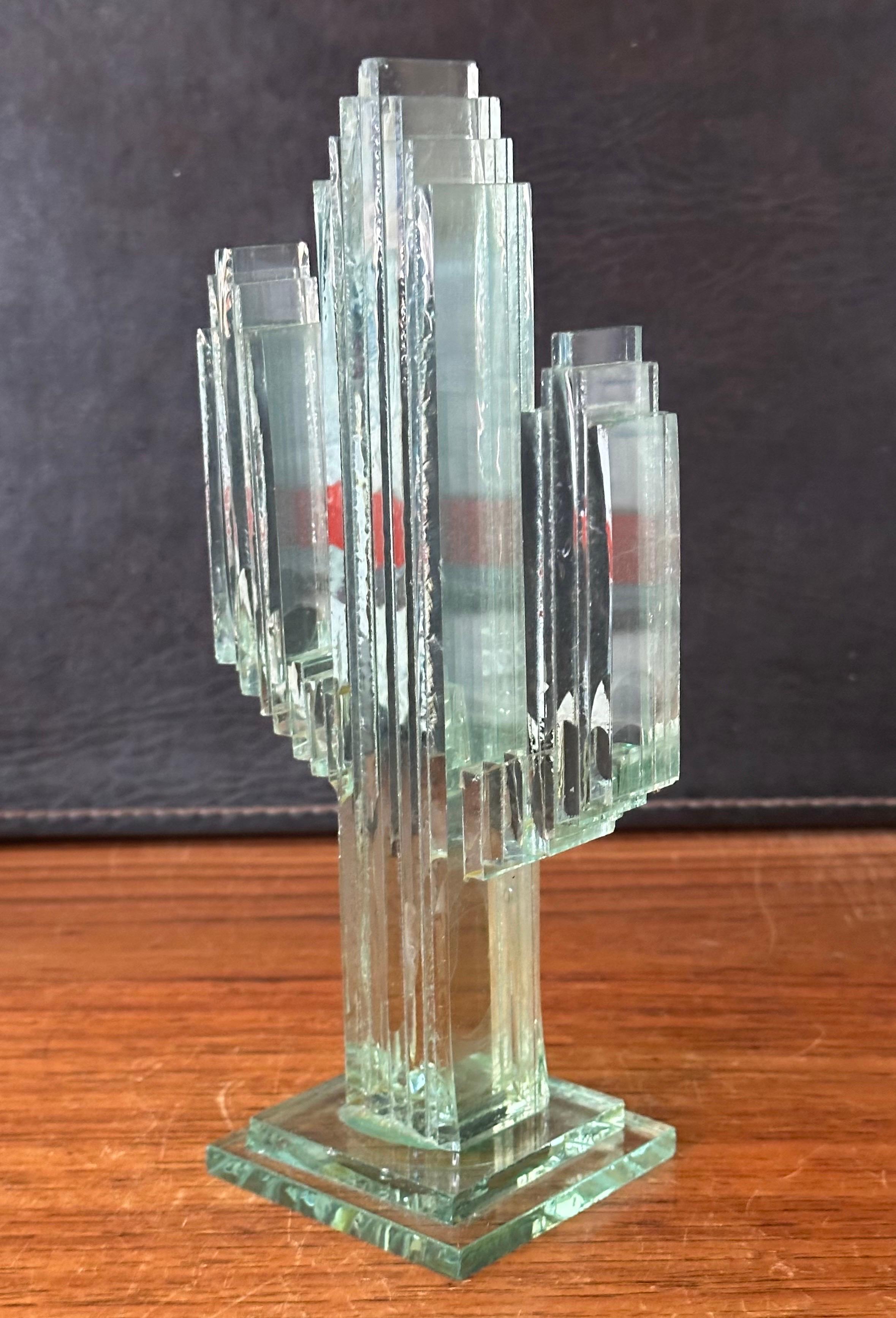 Stacked Glass Panel Saguaro Cactus Sculpture  In Good Condition For Sale In San Diego, CA