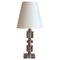 Stacked Glass Table Lamp Attributed to Jacques Adnet, France, 1940s