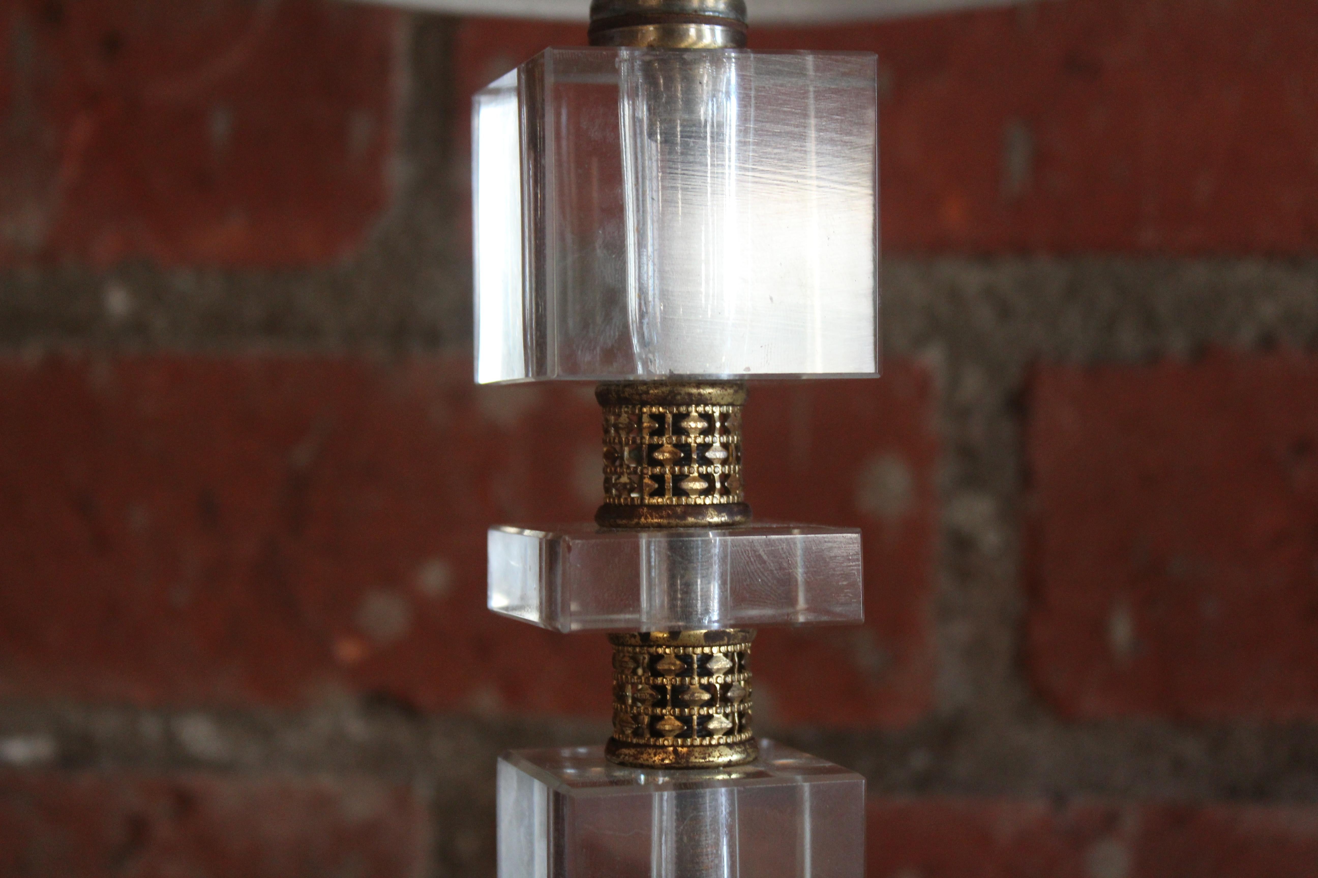 Stacked Glass Table Lamp Attributed to Jacques Adnet, France, 1940s 6