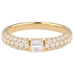Stacked Half Eternity Band Ring with Brilliant Cut and Baguette Diamonds