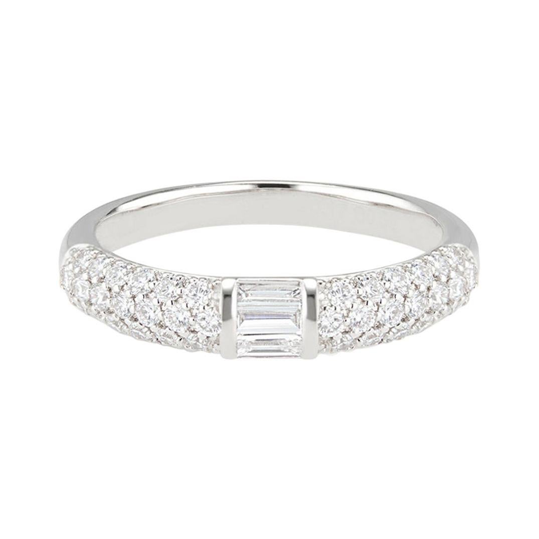 For Sale:  Stacked Half Eternity Band Ring with Brilliant Cut and Baguette Diamonds