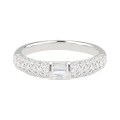 Stacked Half Eternity Band Ring with Brilliant Cut and Baguette Diamonds