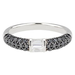 Stacked Half Eternity Band Ring with Pave Black Diamonds and Baguette Diamonds
