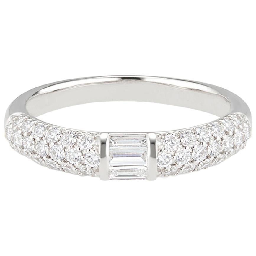 Customizable Stacked Half Eternity Band Ring with Brilliant Cut and