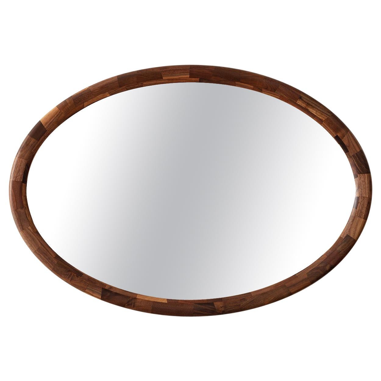 Customizable STACKED Horizontal Oval Mirror by Richard Haining, Shown in Walnut