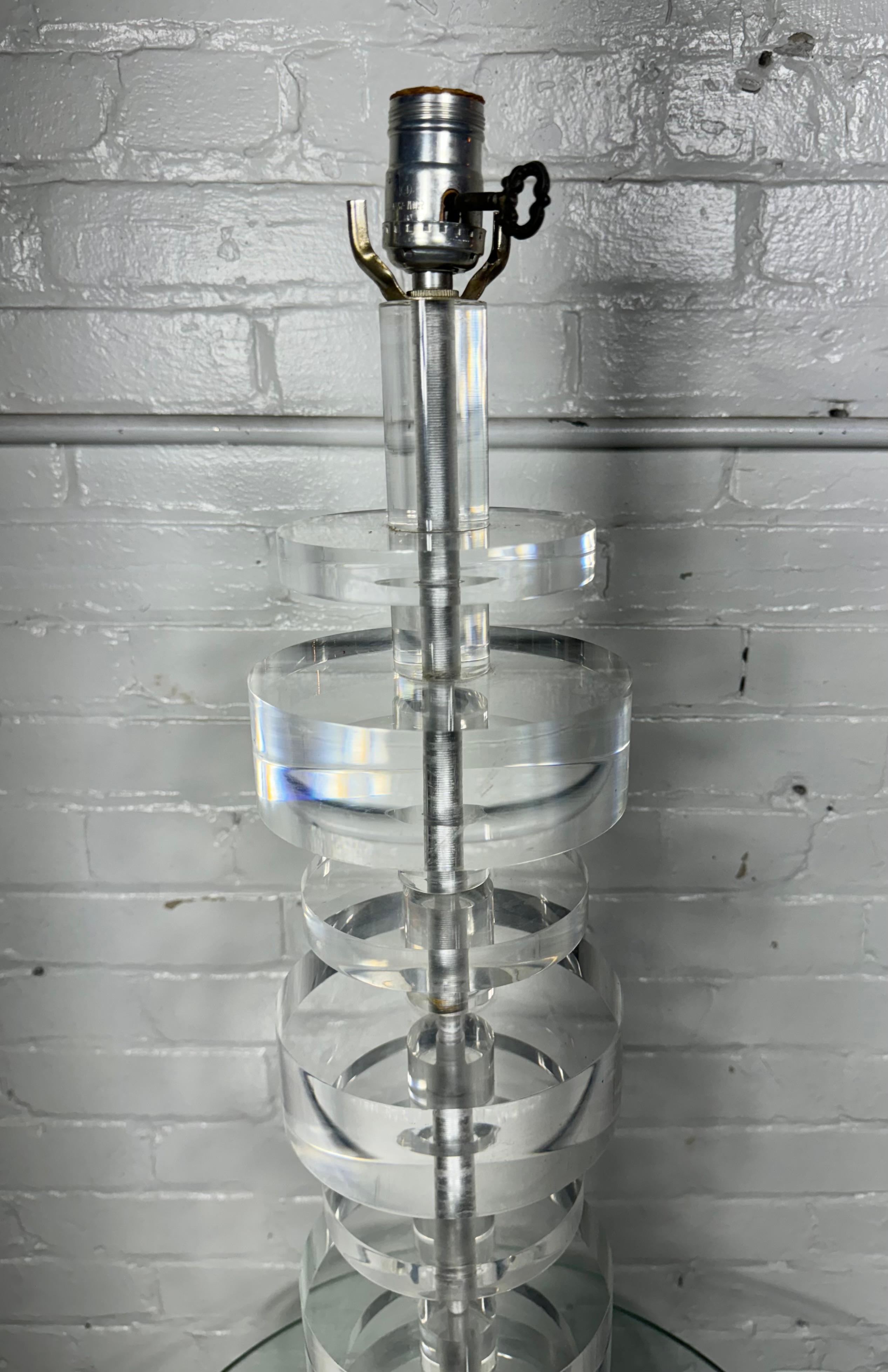 American Stacked Lucite / Acrylic Lamp w/ built in table attrib. to Karl Springer For Sale