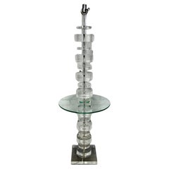 Stacked Lucite / Acrylic Lamp w/ built in table attrib. to Karl Springer