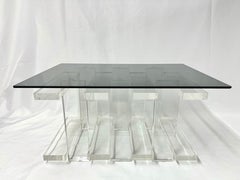 Stacked Lucite and Smoked Glass End Table