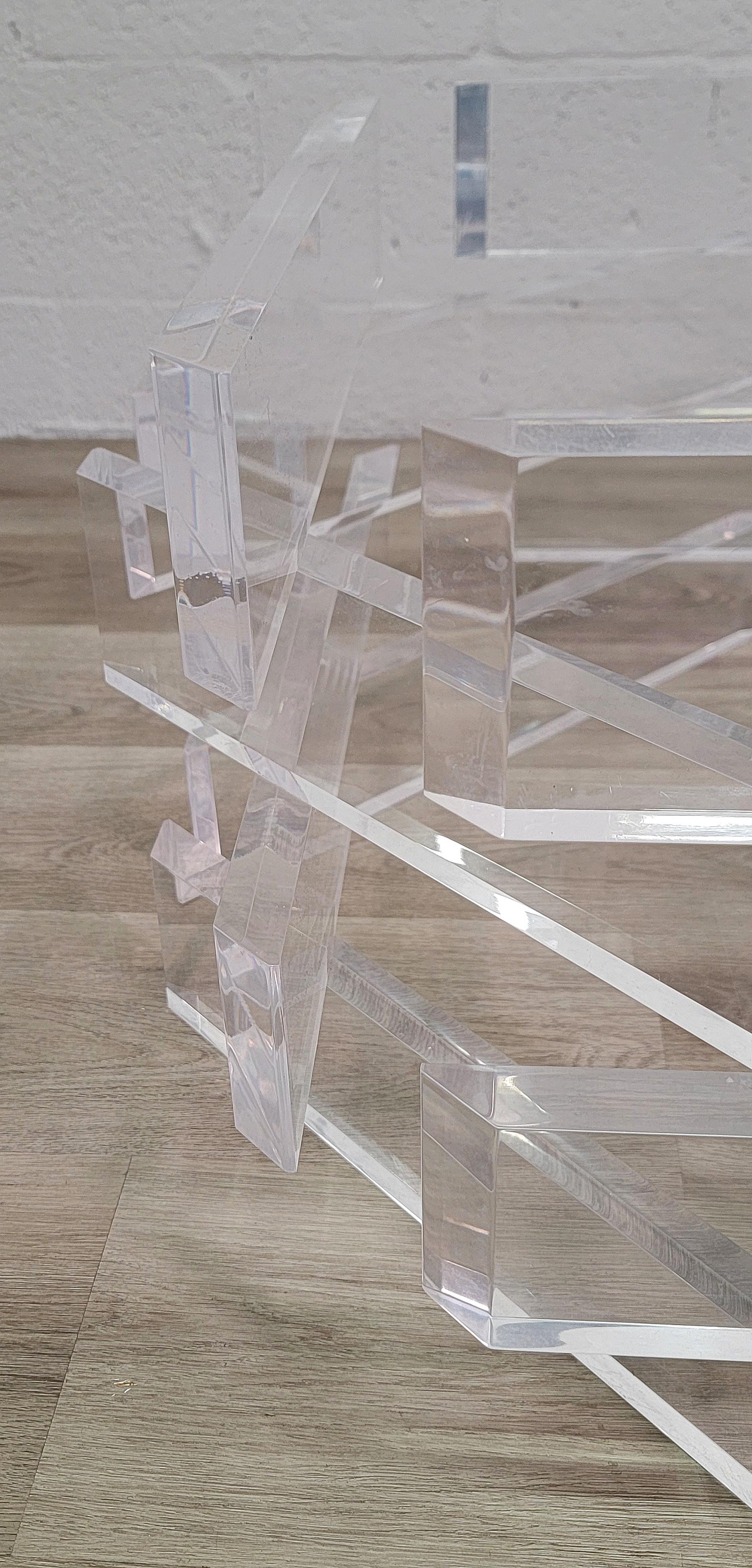 American Stacked Lucite Coffee Table For Sale
