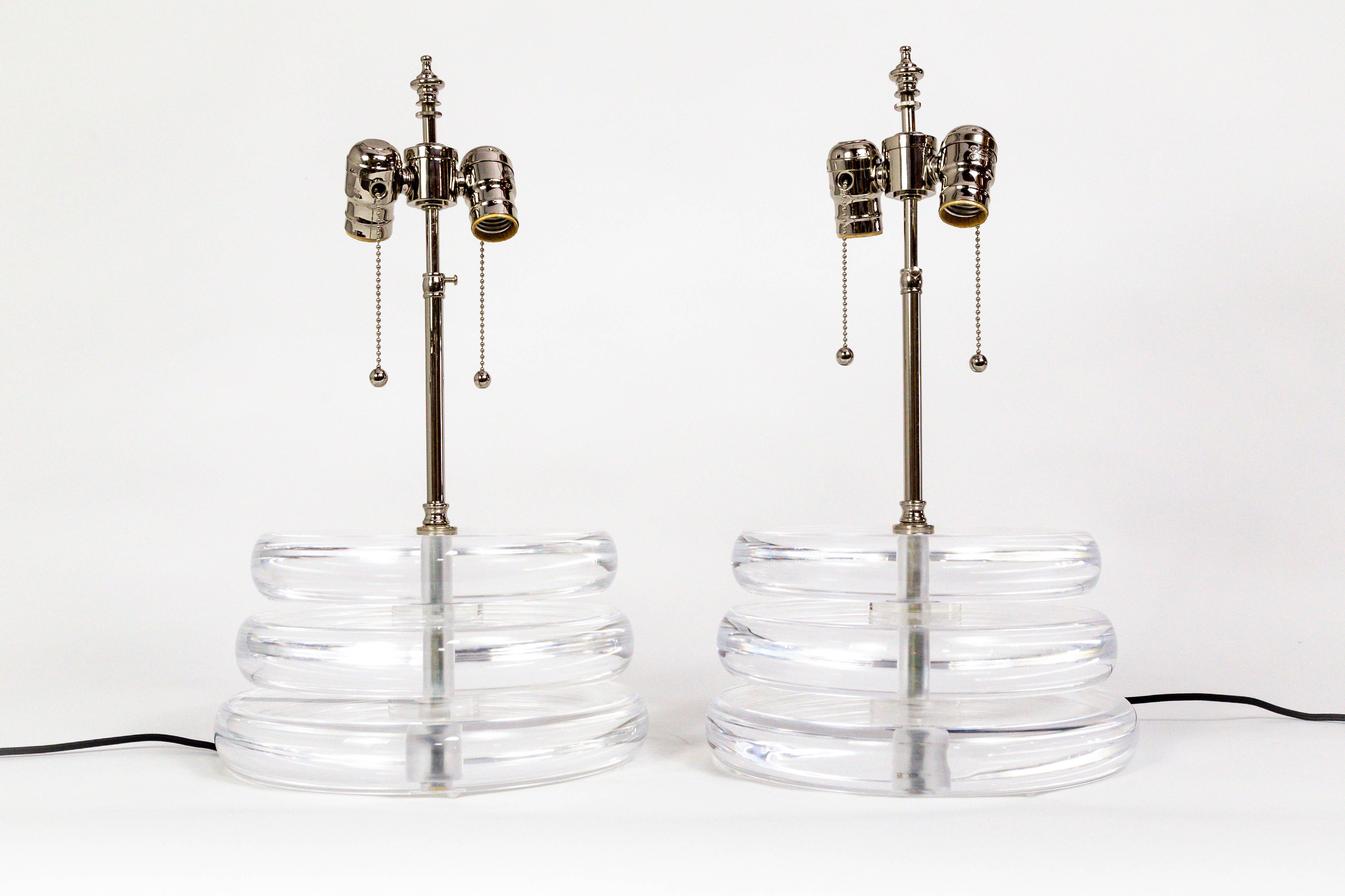20th Century Stacked Lucite Disk Lamps 'Pair'