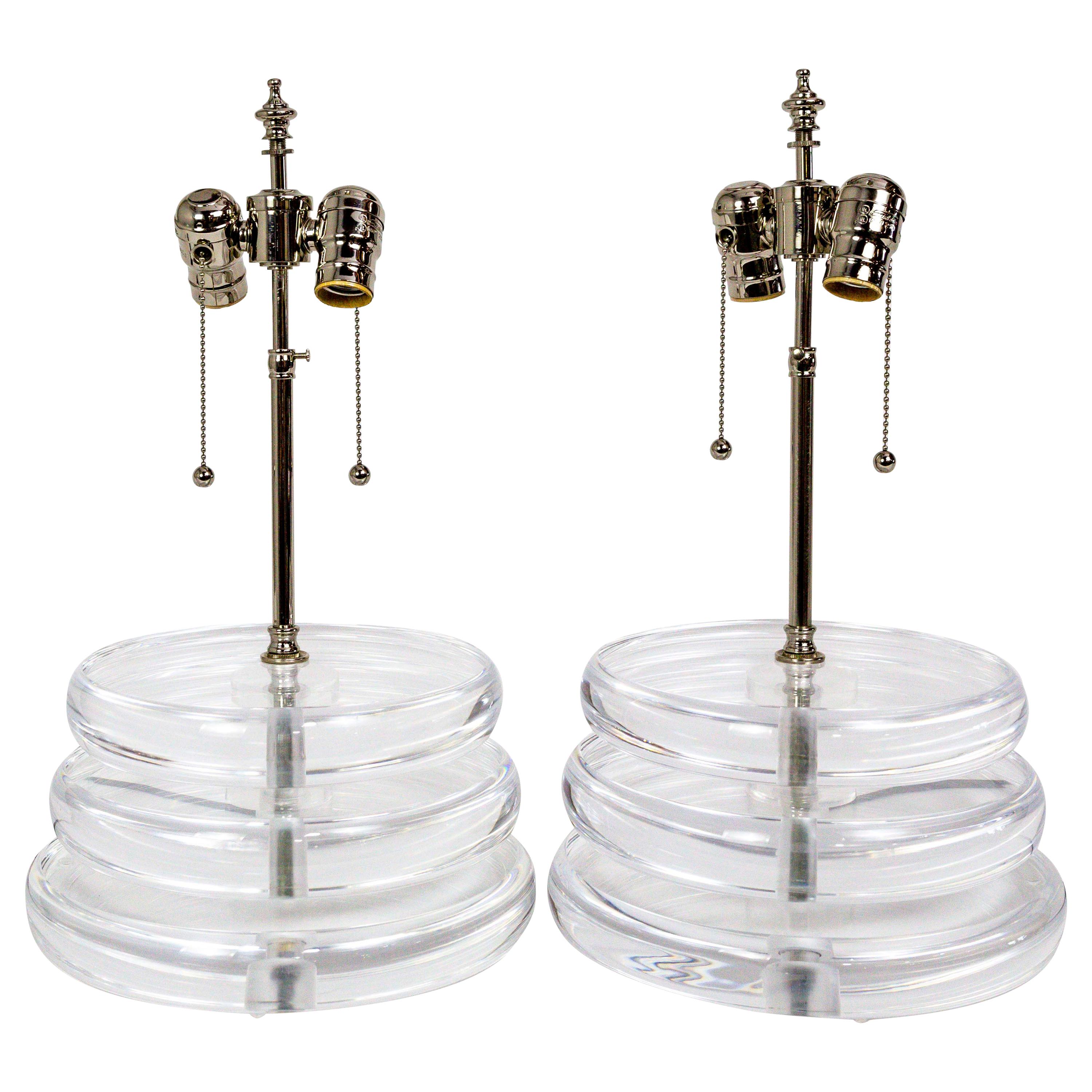 Stacked Lucite Disk Lamps 'Pair'