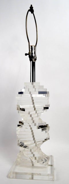 Stacked Lucite Helix Form Table Lamp