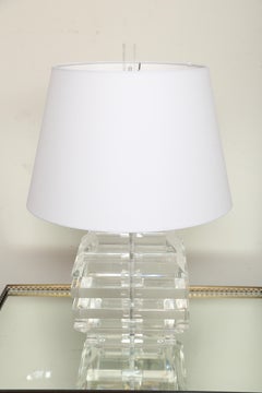 Stacked Lucite Lamp by Karl Springer