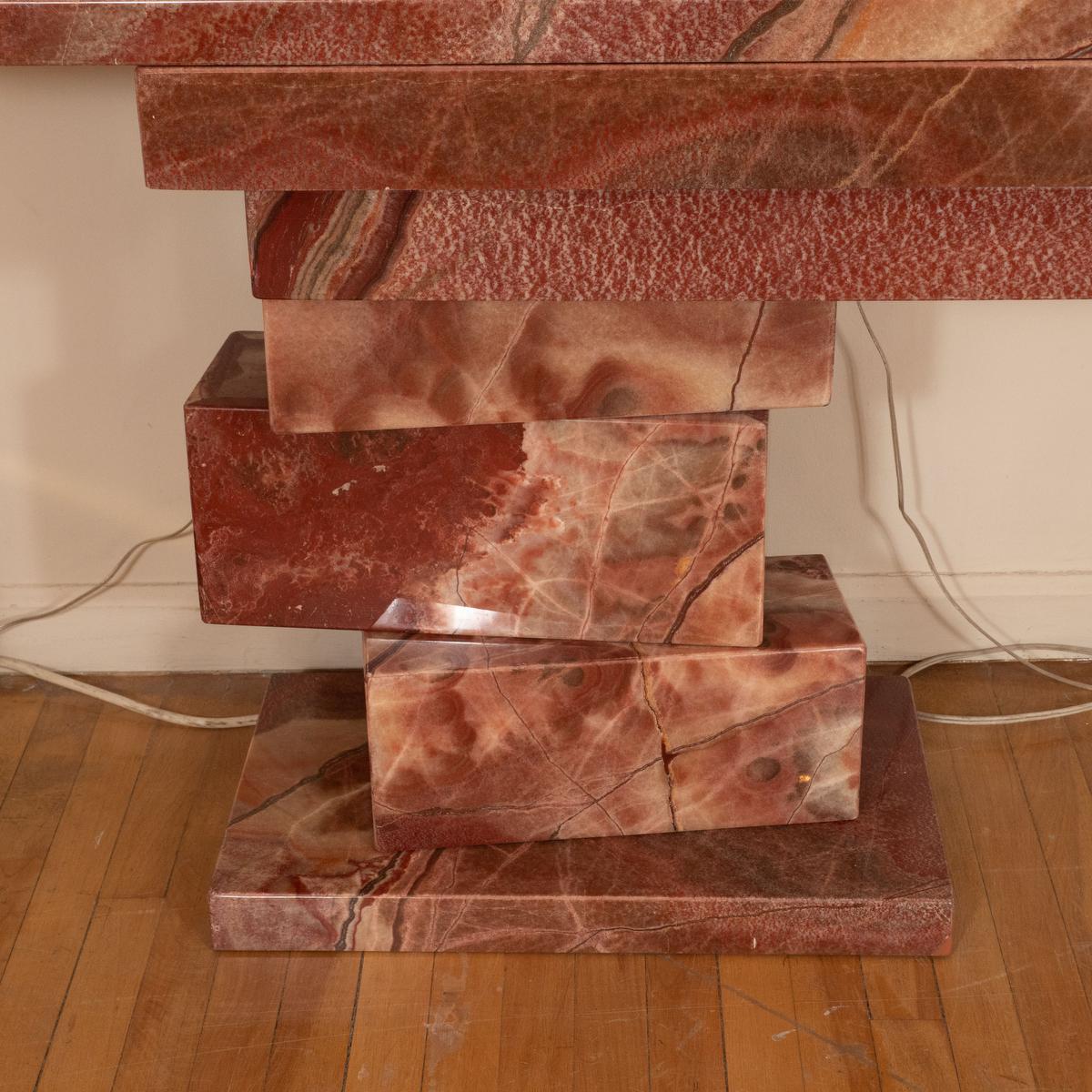 Mid-Century Modern Stacked Marble Console Table