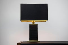 Monolith Table Lamp in Leather, Brass and 24K Gold by Christopher Kreiling