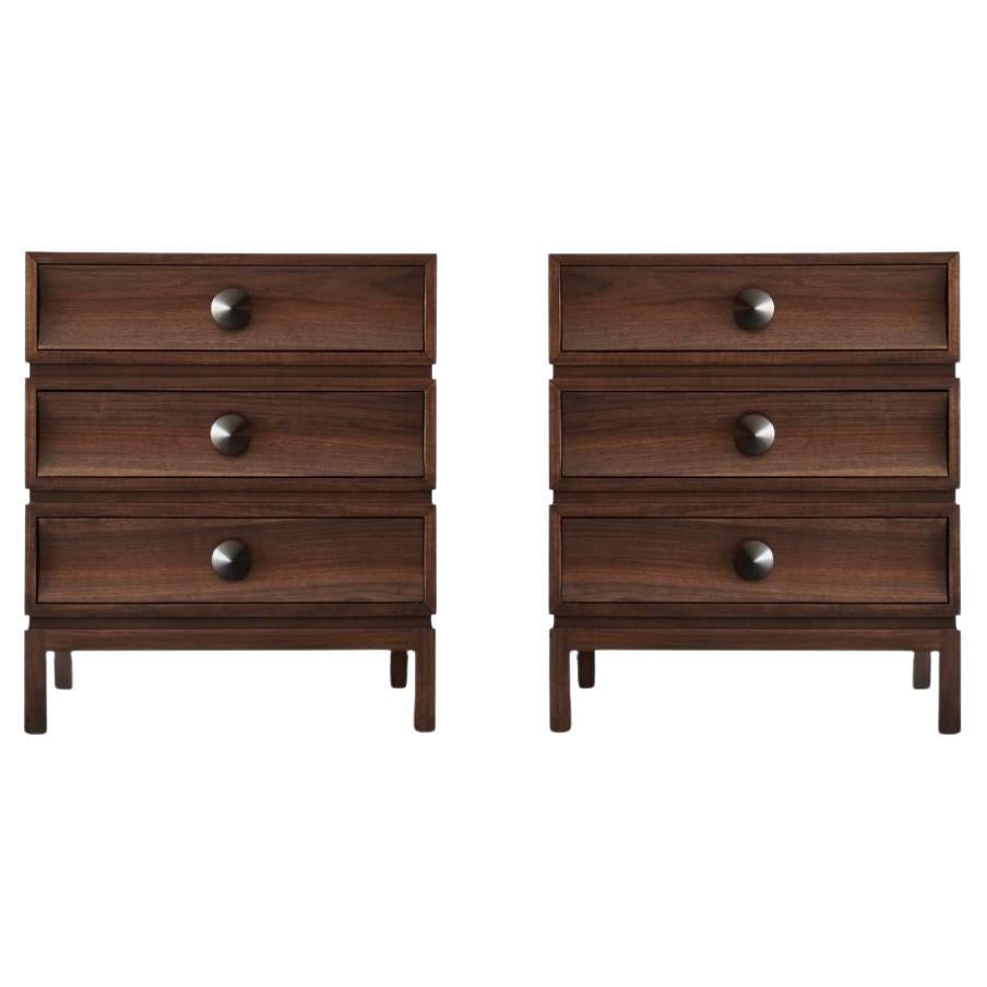 Stacked Nightstands in Dark Walnut For Sale