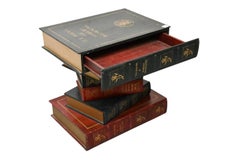 Stacked "Old Book Style" Side Table with Single Drawer