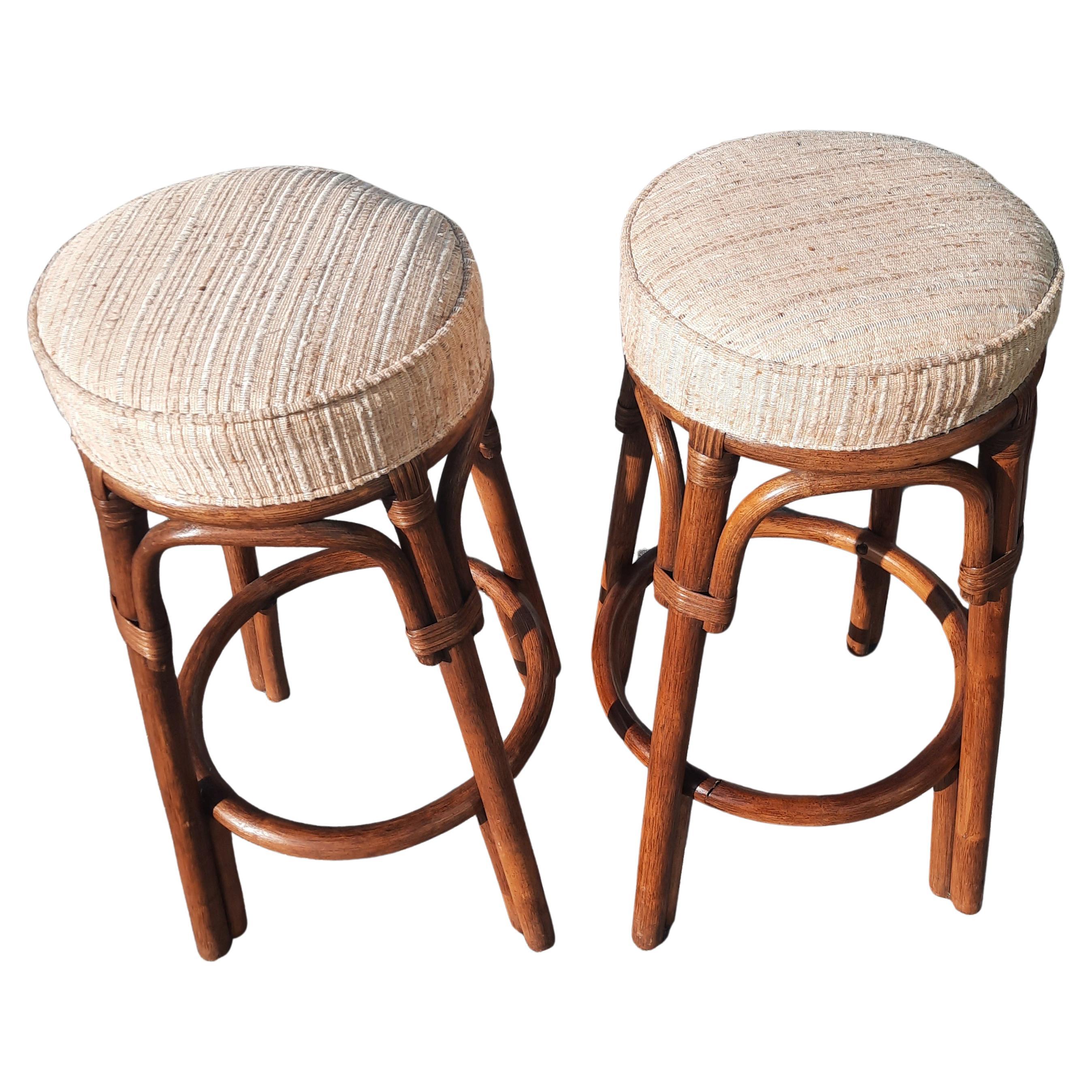 Stacked Rattan and Woven Wicker Bar and Stools Set, circa 1970s For Sale 6