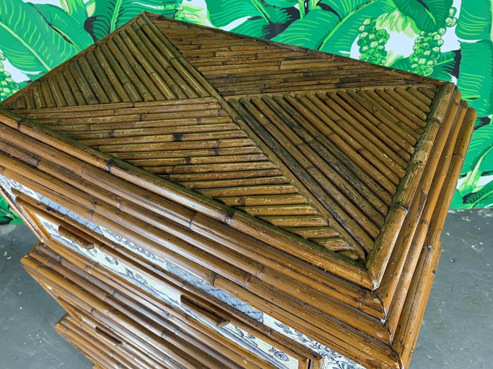 Mid-20th Century Stacked Rattan Asian Chinoiserie Dresser